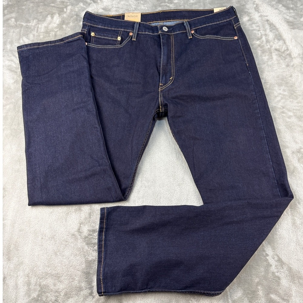 Levis Jeans Mens 36x32 513 Slim Straight Dark Indigo Stretch NEW